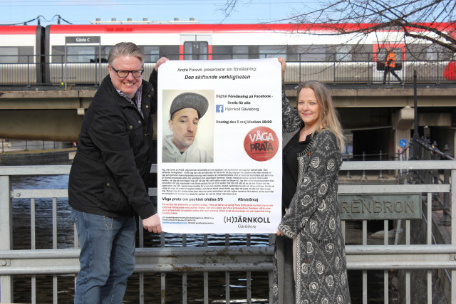 Samordnarna Stefan Glaving och Lena Jonsson på Hjärnkoll Gävleborg anordnar en digital föreläsning med Andrê Forsvik från Hudiksvall.