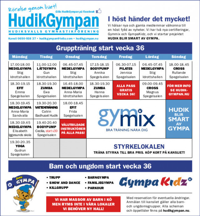 Hudikgympan storsatsar hösten 2013